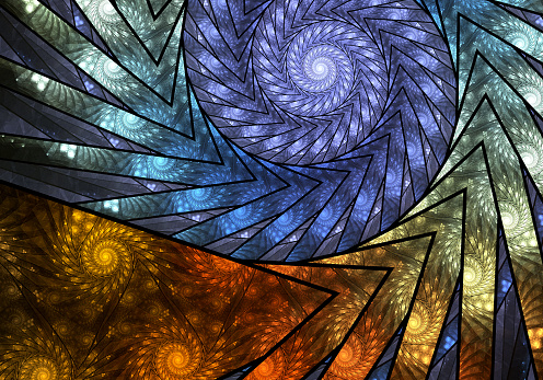 Infinite spiral galaxies. Abstract geometric fractal art.