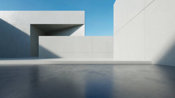 istock 3d render of abstract modern architecture with empty concrete floor. Scene for car presentation. 1992145711