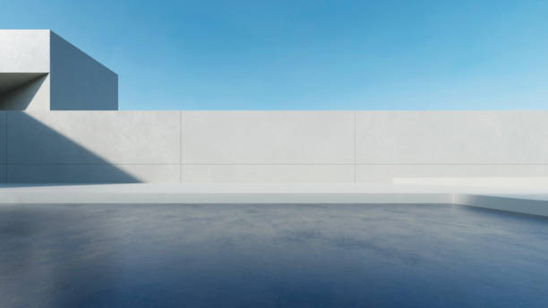 istock 3d render of abstract modern architecture with empty concrete floor. Scene for car presentation. 1992145725