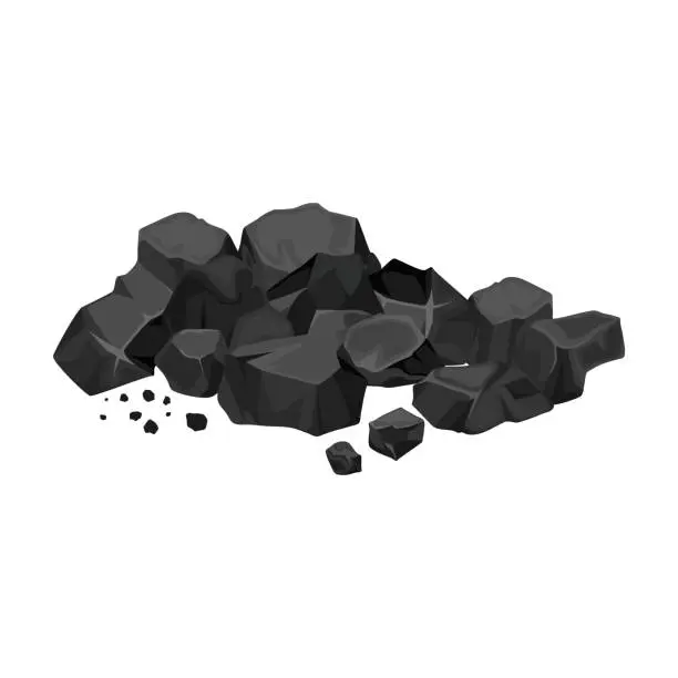 Vector illustration of Heap of energy coal isolated cartoon icon.