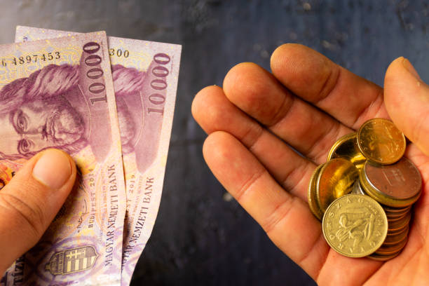 istock Hungarian banknotes and coins in a hand 1992154876