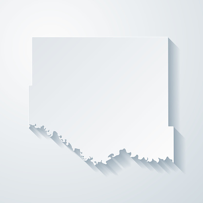 Map of Jones County - South Dakota, with a realistic paper cut effect isolated on white background. Trendy paper cutout effect. Vector Illustration (EPS file, well layered and grouped). Easy to edit, manipulate, resize or colorize. Vector and Jpeg file of different sizes.