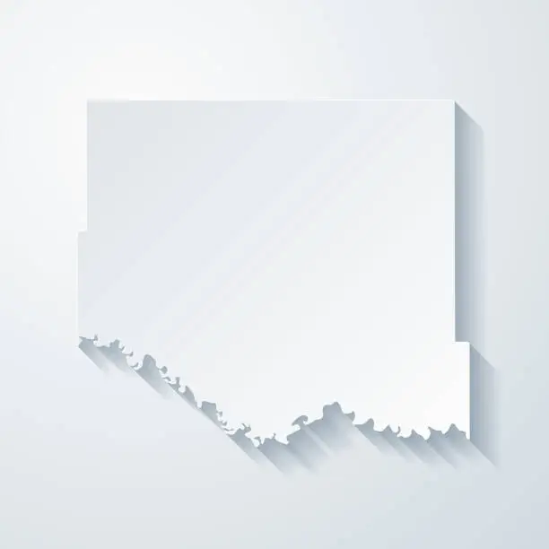 Vector illustration of Jones County, South Dakota. Map with paper cut effect on blank background