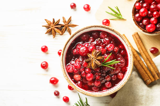 istock Cranberry sauce in a bowl top view. 1992165385
