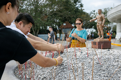 Phuket,Thailand-January ,23:people praying at white big buddha temple