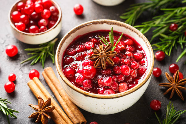 istock Cranberry sauce in a bowl top view. 1992166980
