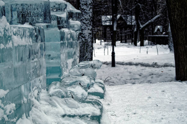 istock Figures and buildings made of ice in a park 1992184015