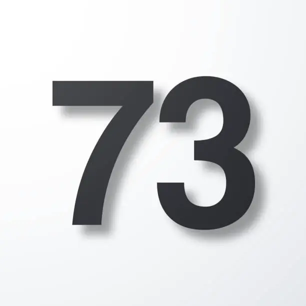 Vector illustration of 73 - Number Seventy-three. Icon with shadow on white background