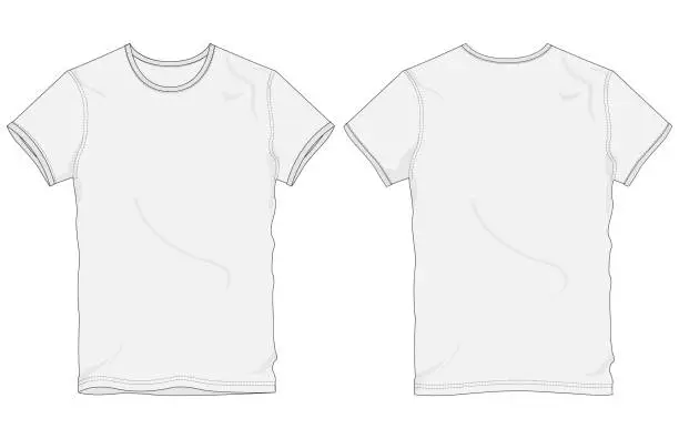 Vector illustration of Blank Short Sleeve T-Shirt Fashion Illustration - Front and Back View Vector