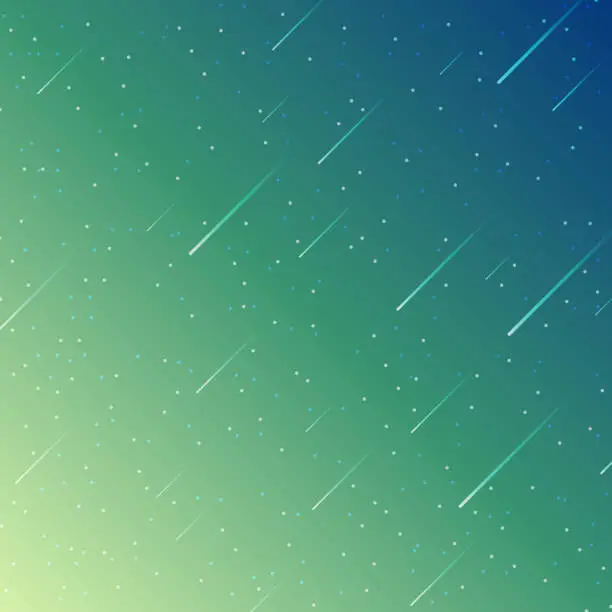 Vector illustration of Trendy starry sky with Green gradient