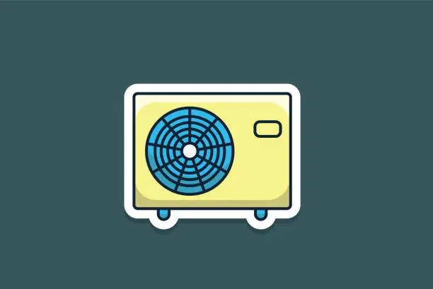 Vector illustration of Air Conditioning Ventilator Sticker vector illustration. Technology object icon concept. Various objects of air conditioners-condensing fan sticker vector design.