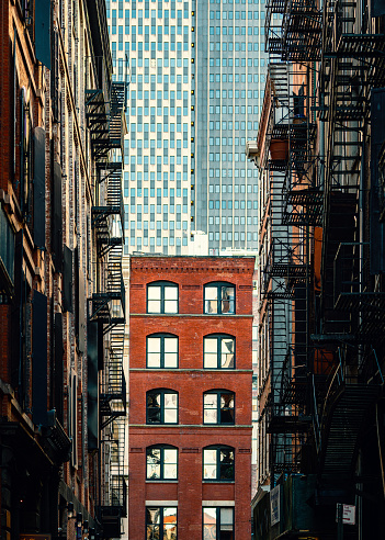Detail of a narrow street in Soho, New York City