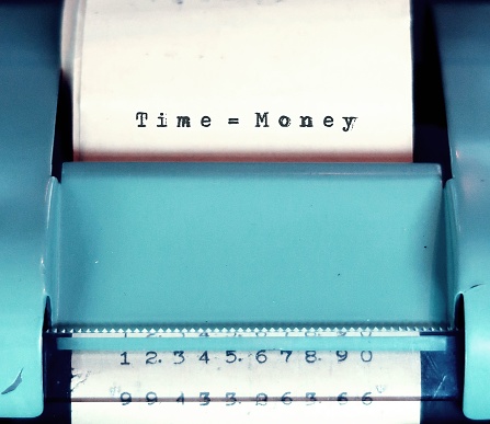 Vintage cash machine with text written TIME IS MONEY, meaning time is precious for those who want to earn more, spend it wisely , and with compound interest investment, wealth can grow over time