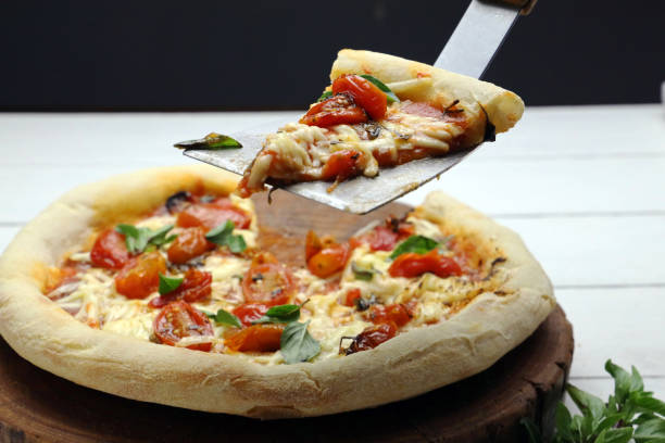 istock Closeup of Margherita pizza made with natural fermentation dough 1992227780