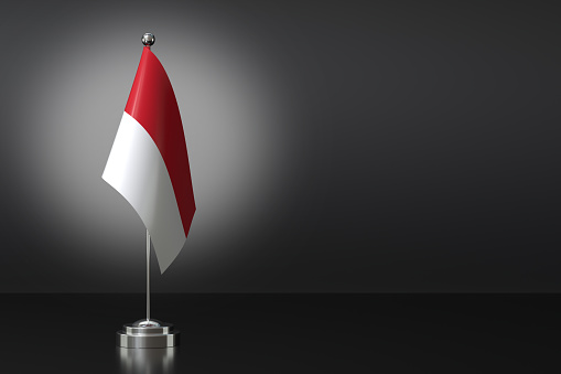 Small Indonesia Flag in Front of Black Background, 3d Rendering