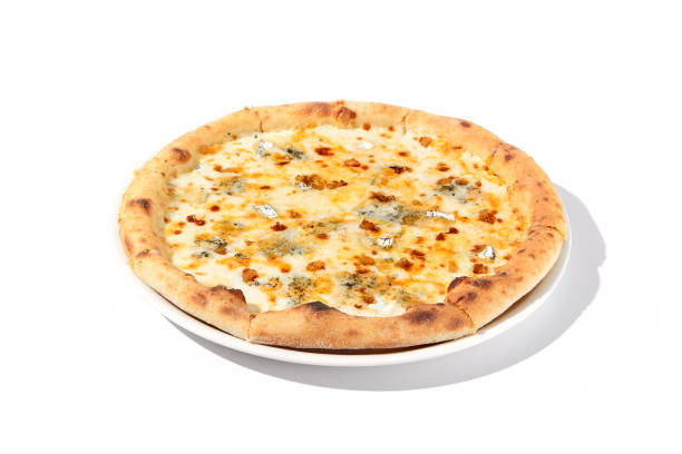 istock Italian Quattro Formaggi Pizza with Four Cheeses Isolated on White 1992247548