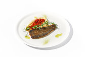 Pan-Seared Trout Fillet with Potato Puree and Tomato Salsa on White, a Fresh Take on Classic Seafood Dishes