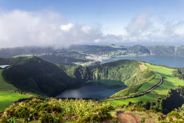 Lake seven cities in the São Miguel island in the Azores archipelago stock photo