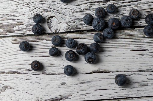 Blueberries on a wooden table