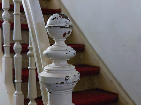 Old wooden Banister in close up.