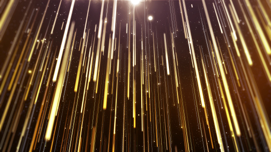 Star falling with gold particles elegant abstract background.