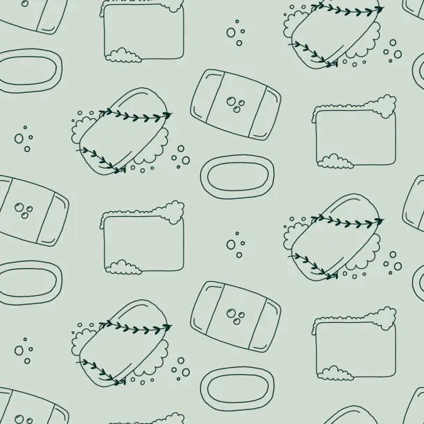 Vector illustration of Hand Drawn Soap Product Pattern