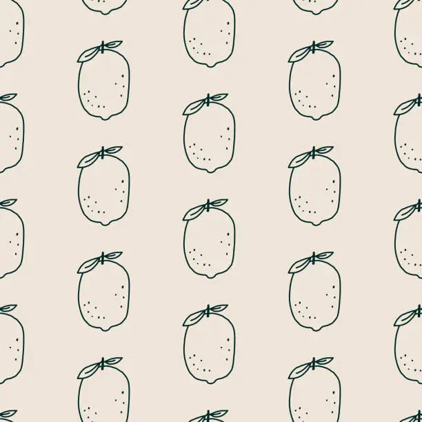 Vector illustration of Hand Drawn Fruit Lemon Minimal Pattern