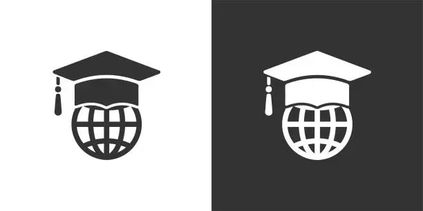 Vector illustration of Global education icon. Solid icon that can be applied anywhere, simple, pixel perfect and modern style.