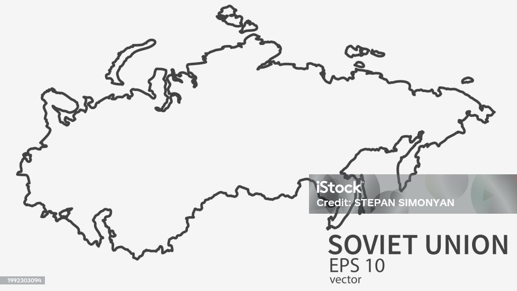 Soviet Union Map Vector Vector Line Map Of Soviet Union Vector Design Isolated On White ...