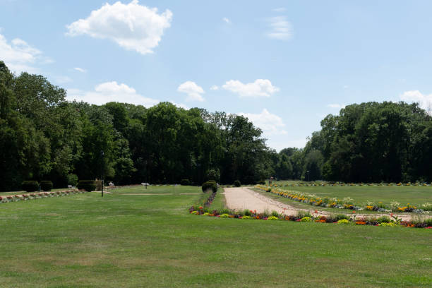 Moenchengladbach city in Germany. Bunter Garten public park in September.