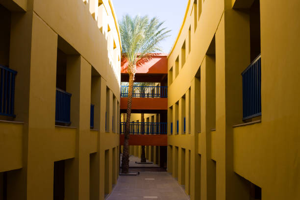 istock Long hotel corridors with a bridge 1992335984