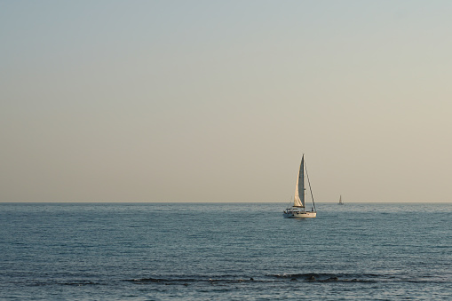 Sailboat floating on the sea