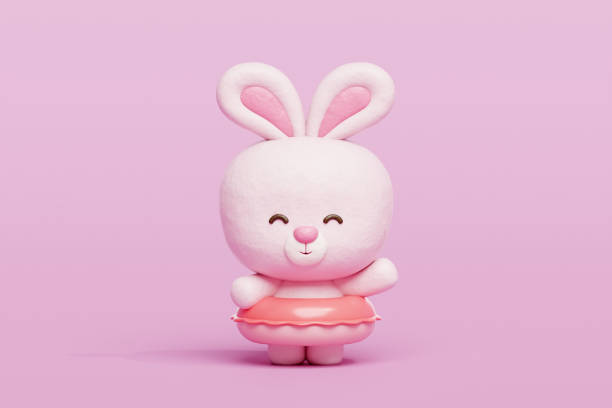 abstract cute inflate effect cartoon rabbit pattern 3D background