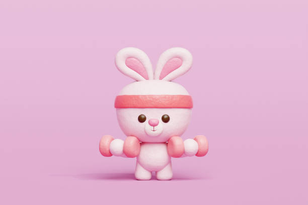 Character wearing glasses and a headband with ears and red lips, 3D rendering. illustration