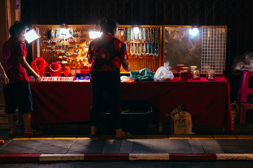Phuket, Thailand-January 31,2024:selling Thai street food at old phuket town