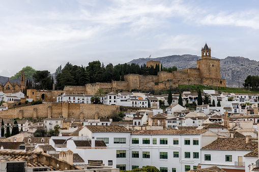 Panoramic view on the historic district of Antequera, rich in churches and monasteries, palaces and stately houses (7 shots stitched)