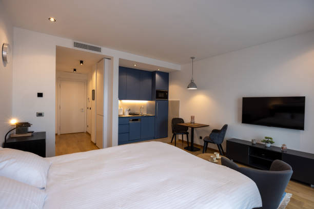 istock Interior of a hotel apartment, kitchen bedroom 1992409832