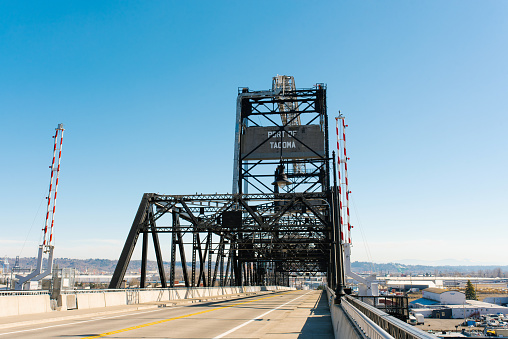 Tacoma, Washington, USA. Iron Bridge of the seaport