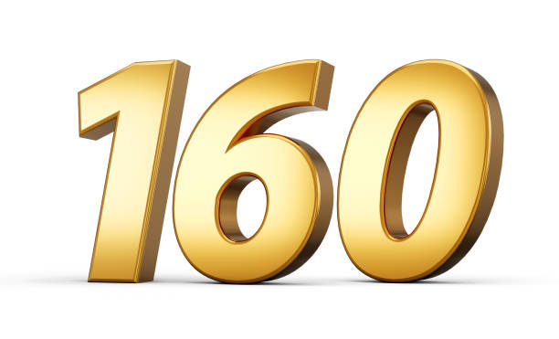 istock 3d number 160 one hundred sixty Gold text isolated on white background with reflection 3d illustration 1992428196