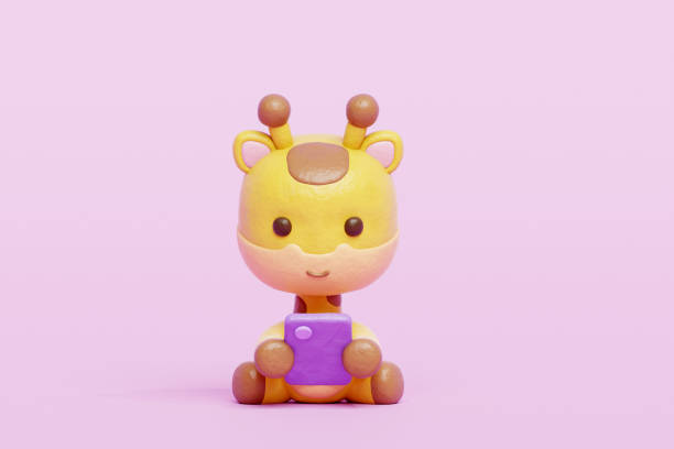 istock 3D cute giraffe watching on smartphone, Cartoon animal character, 3D rendering. 1992450384