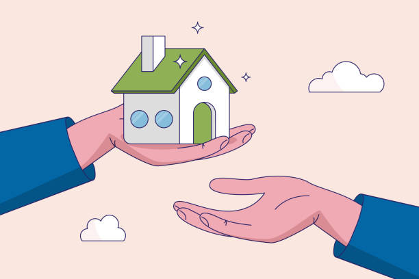 Financial advisor on legacy planning concept. Inherit house or real estate from parents, passing an inheritance to children, father giving house, wealth or property to his children small hand. Financial advisor on legacy planning concept. Inherit house or real estate from parents, passing an inheritance to children, father giving house, wealth or property to his children small hand legacy concept stock illustrations