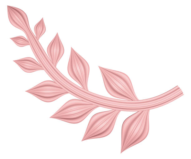 D illustration of filigree floral element ornament on a white background.