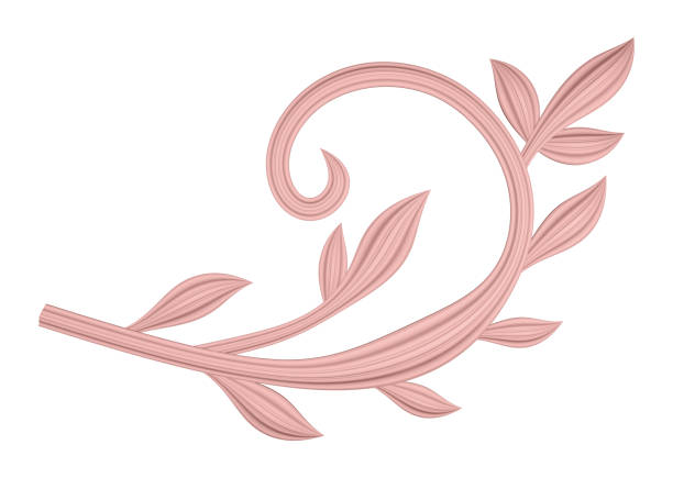 3D illustration rendering of a branch with leaves on a white background
