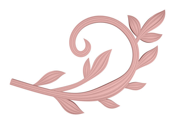 3D illustration rendering of a branch with leaves on a white background