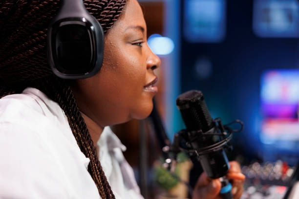 istock Black blogger producing online talk show 1992509912