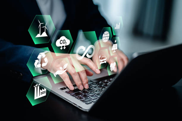 istock Businesswomen using laptop computers with ESG icon concepts for Environment, Social, Governance, net zero, carbon neutrality goals, development business sustainable environment concept. 1992518527