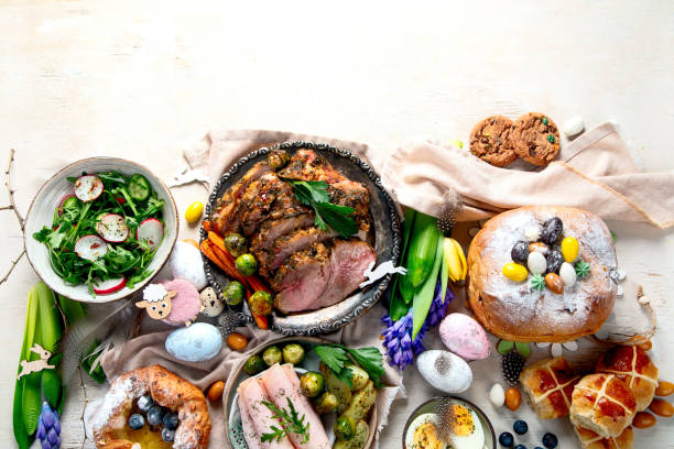 istock Easter dinner. Traditional food. Family spring event. 1992537145
