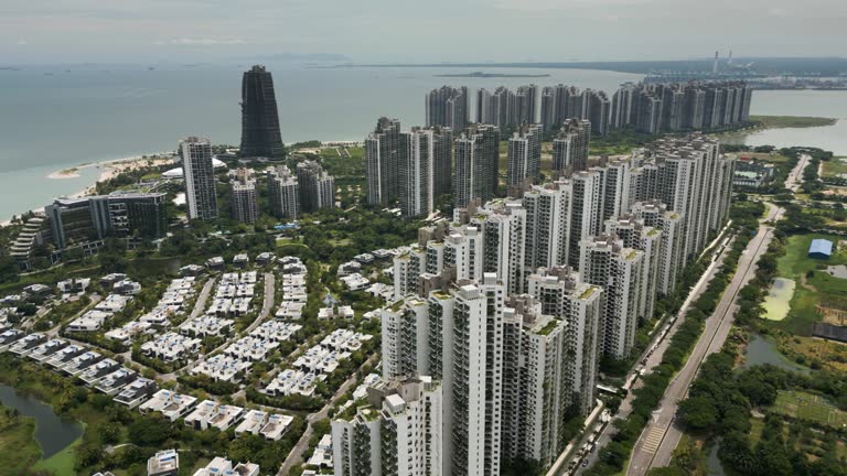 Skyline of Forest City Integrated Residential Development in Johor Malaysia, Chinese Funded Belt and Road Initiative, Failed Megaproject Ghost Town