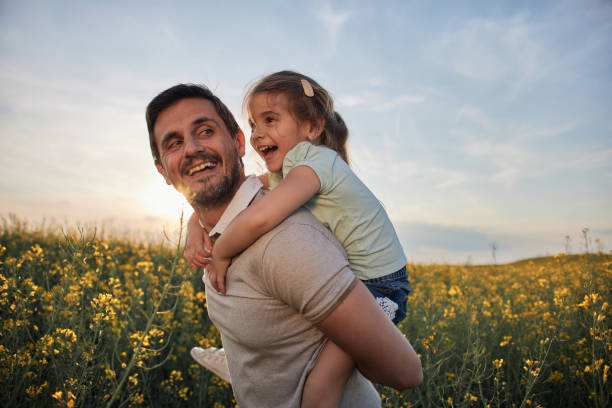 Father and daughter enjoying nature