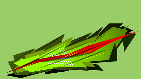Green Automotive abstract geometric stripes sticker. Suitable for embedding on the side of the vehicle